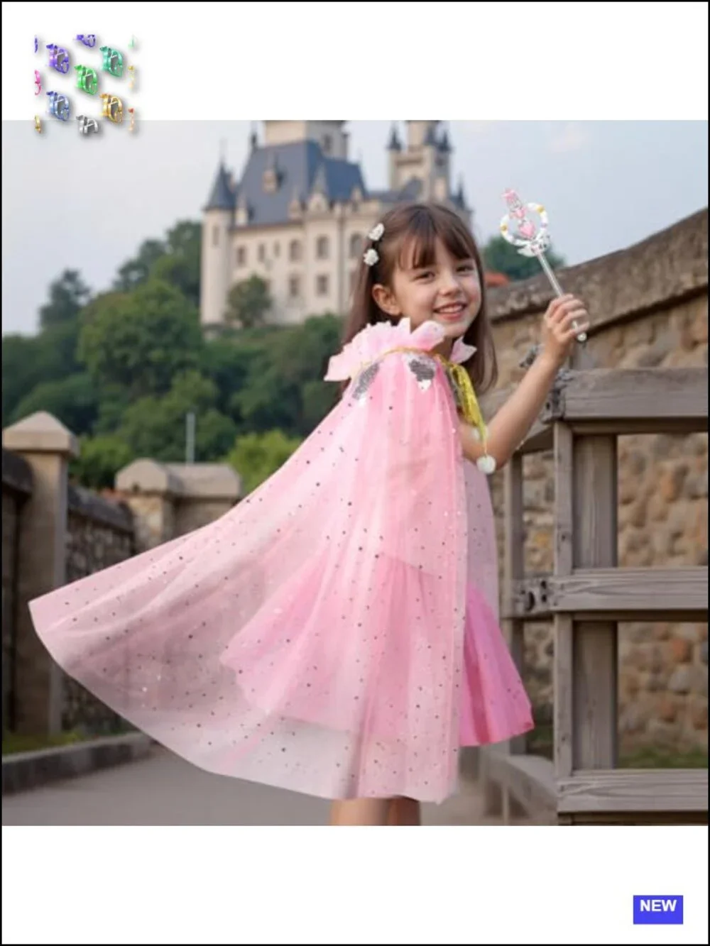 Girls Princess Dress Up Set Cape Tutu Crown Wand Jewelry